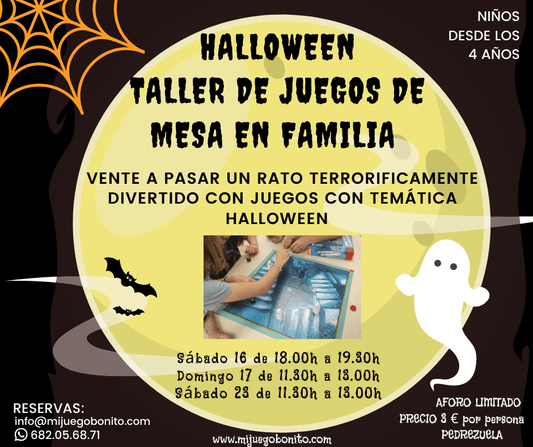 Talleres de juegos de mesa en familia "Especial Halloween" ¿Estás cansada de que hagáis siempre lo mismo durante los fines de semana? ¿Te da pereza tener que desplazarte con el coche a Madrid o más lejos para poder disfrutar en familia de alguna actividad
