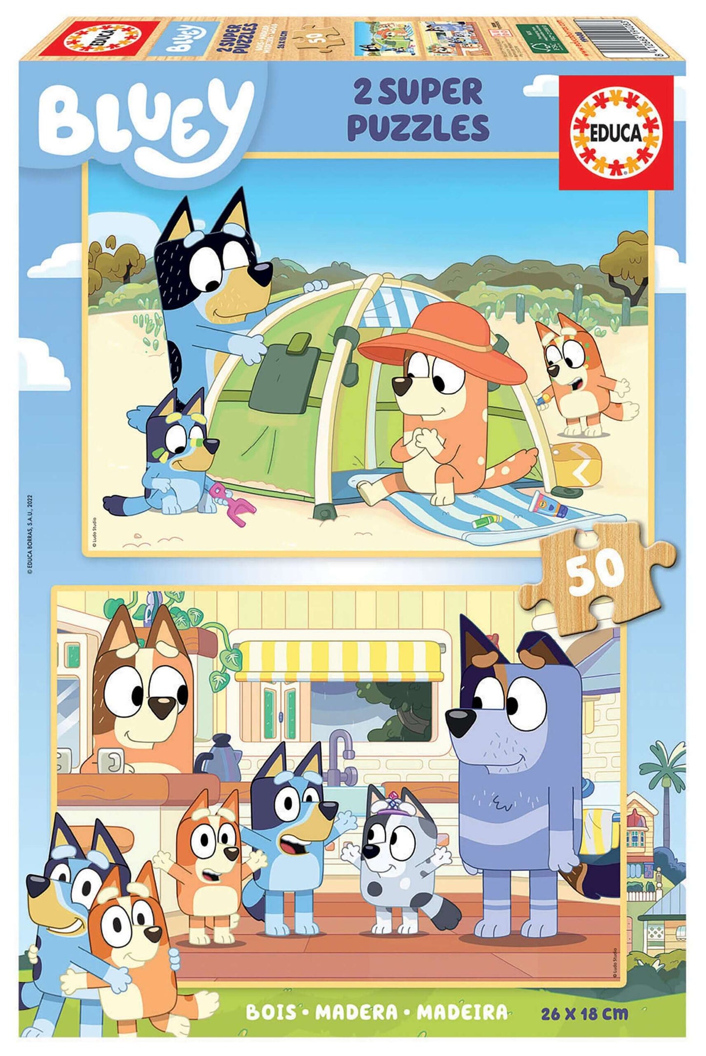 PUZZLE INFANTIL BLUEY 2X50 PIEZAS DE MADERA Jigsaw Puzzles