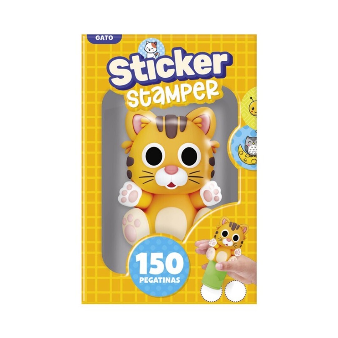 STICKER STAMPER - GATO CON 150 PEGATINAS