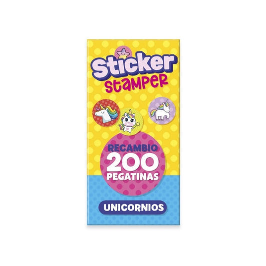 200 PEGATINAS RECAMBIO RECAMBIO STICKER STAMPER - UNICORNIOS