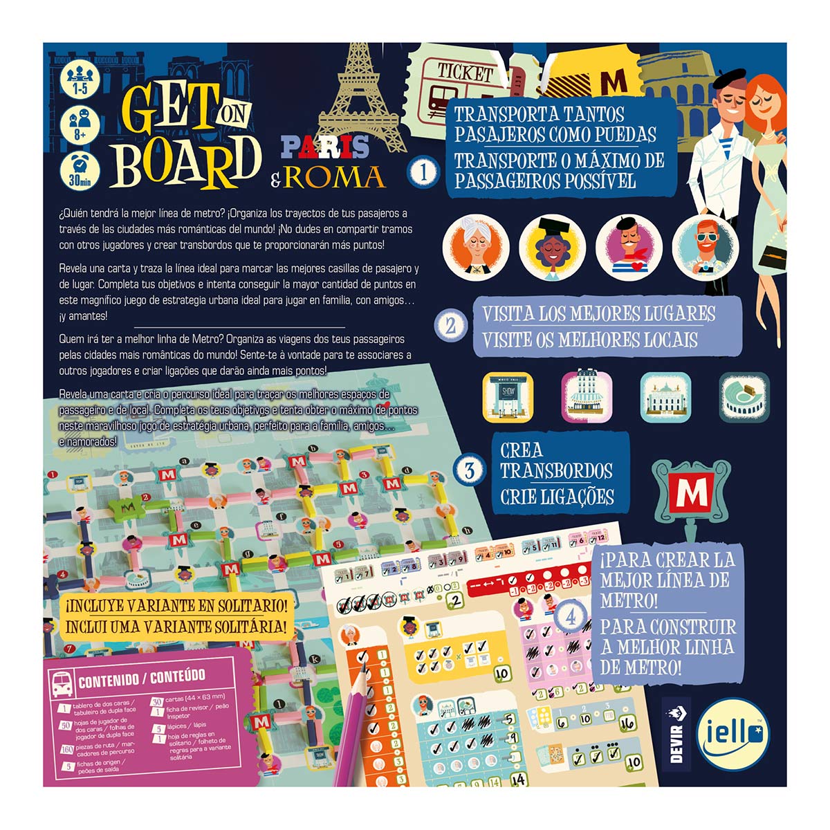 Get on Board Paris y Roma - Juego de mesa - Devir - Desde 8 años