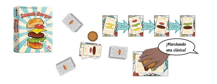 Smash Burger - Juego cartas para aspirantes a chef - Mercurio - +8 años - 2 a 5 jugadores