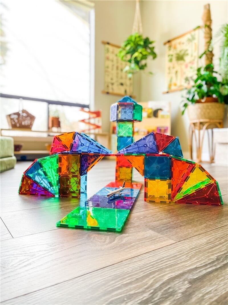 MAGNA-TILES 100 pcs - Juego de construcción piezas colores imantadas