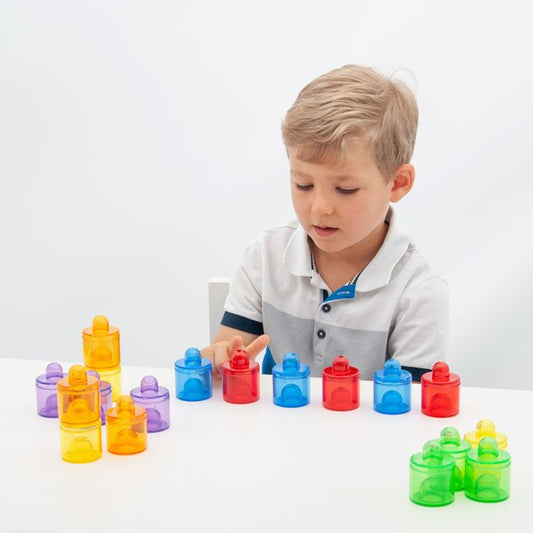 Botes con tapa apilables de colores translúcidos 18 - Tickit - Desde 3 años