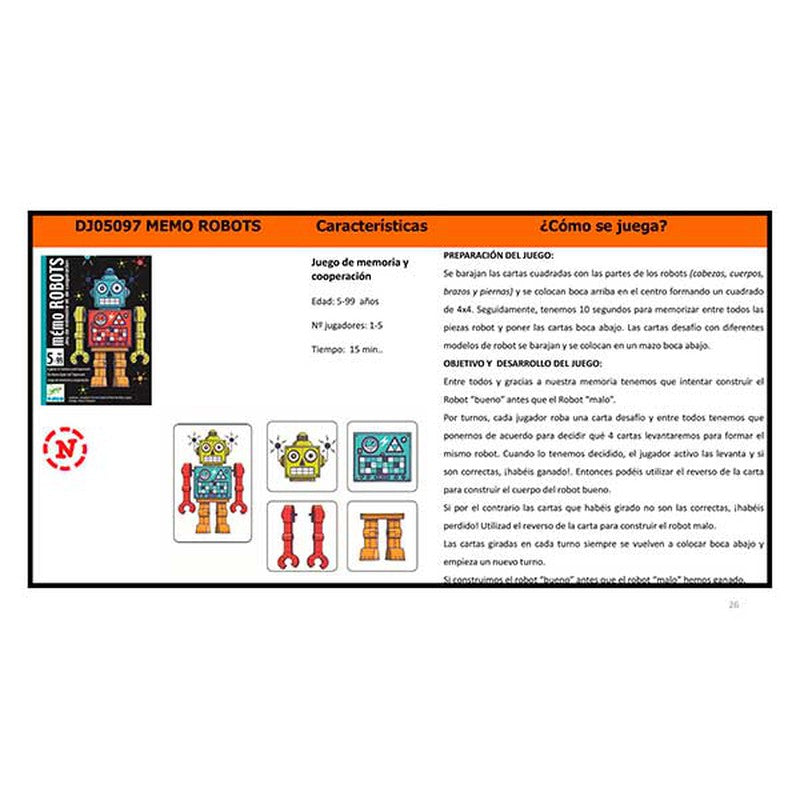 Memo Robots Juego de mesa desde los 5 años