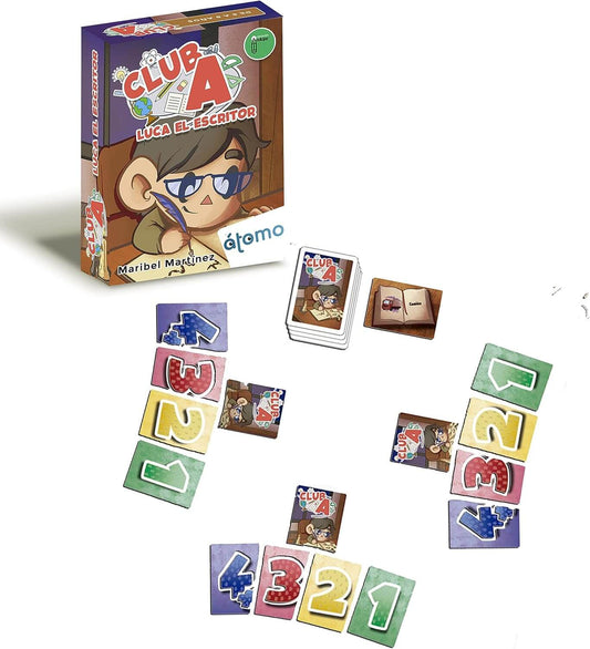 Club A Luca El Escritor - Juego de cartas educativo de lectoescritura - Átomo Games - Desde 6 años - 1 a 3 jugadores