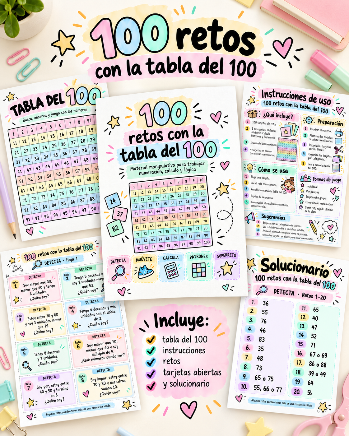 100 retos con la tabla del 100 | Ladycraft