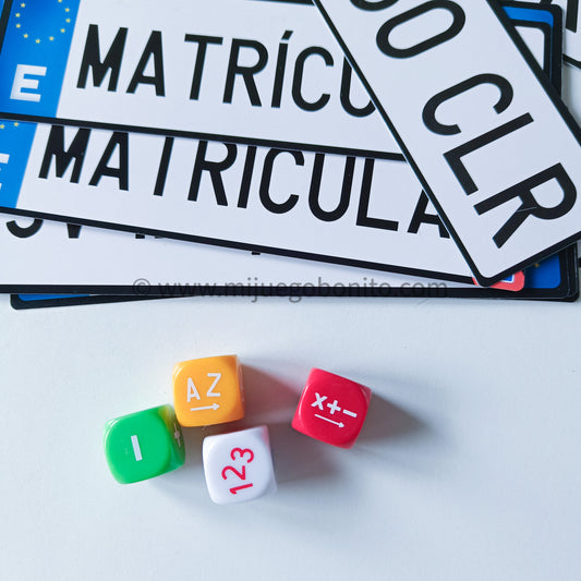 Matrículas, juego de cálculo mental y vocabulario, 15 minutos, desde 5 años