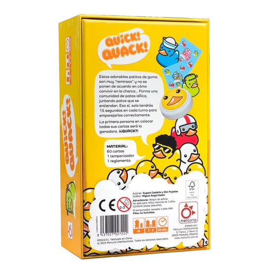 Quick ! Quack ! - Juego de lógica muy quack - Mercurio - +8 años - 2 a 5 jugadores