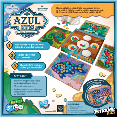 Azul Kids - Juego de mosaicos, lógica y colores - 2-4 jugadores - +5 años - Asmodee