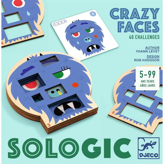 Sologic Crazy faces | +5 | Juego de mesa de lógica | Djeco