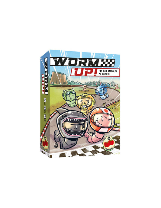 Worm Up! – Faroleo, curvas y carreras de gusanos (7+ años · 3-5 jugadores · 15–20 min) · 2 Tomatoes Games