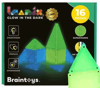 Braintoys Imanix Glow in the Dark 16 piezas. Brilla en la oscuridad