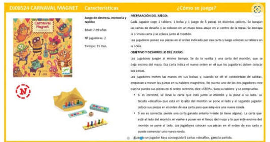 Carnaval Magnet - Juego de mesa - Djeco - Desde 7 años