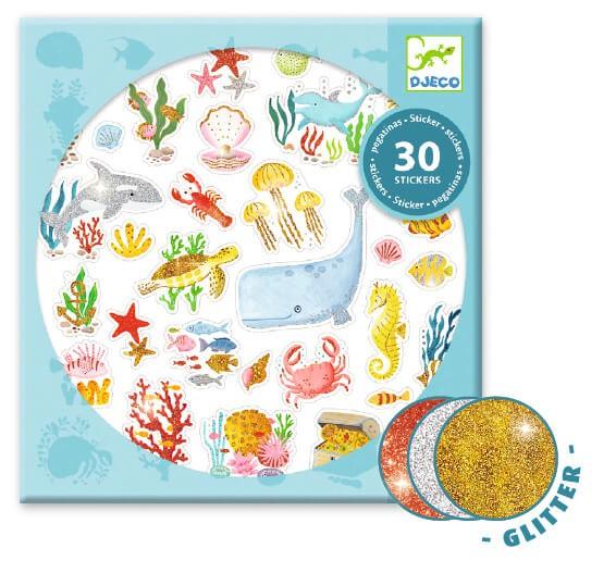 Pegatinas Aqua dream 30 pcs con purpurina - Djeco - Mi Juego Bonito