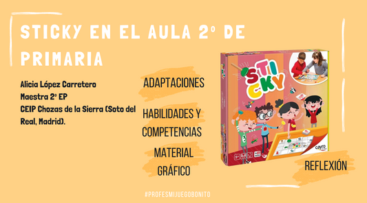 Juego de mesa Sticky en 2º de primaria Los juegos que tienen y conllevan movimiento físico pueden ser un gran aliado en nuestras clases. En esta ocasión, agradecemos a Alicia, profe de 2º de Primaria por compartirnos como ha sido su experiencia de llevar