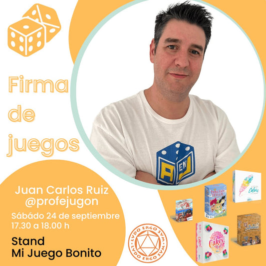 Juan Carlos Ruiz, conocido en redes como @profejugon firmará sus juegos este día 24 en las LES2022 en nuestro stand ¿Qué tienen en común, además de ser todos unos juegos muy molones, Mascotas, Cakes, Princesas Dragón, Rainbow, Chuches o juegos del Club A
