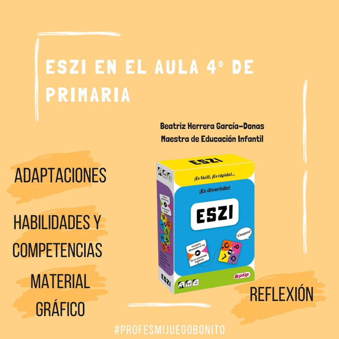 Juego de mesa Eszi en el aula de 4º de primaria Hoy te traemos como Beatriz, maestra de educación infantil ha llegado el juego ESZI a su aula de cuarto de primaria. Te damos las gracias Beatriz por tu generosidad a la hora de compartir vuestro trabajo en