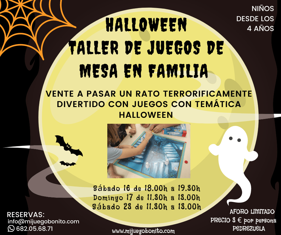 Talleres de juegos de mesa en familia "Especial Halloween" ¿Estás cansada de que hagáis siempre lo mismo durante los fines de semana? ¿Te da pereza tener que desplazarte con el coche a Madrid o más lejos para poder disfrutar en familia de alguna actividad