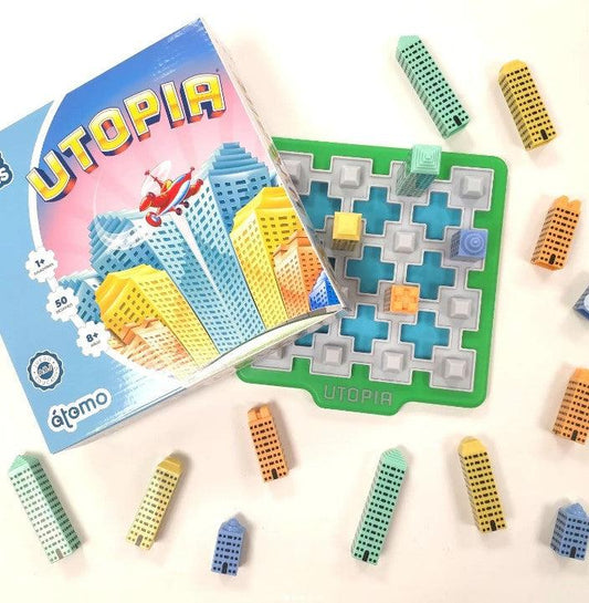 Utopia, un juego de lógica diferente que te pone a construir la ciudad perfecta Hoy compartimos contigo uno de los nuevos juegos de lógica de Átomo Games. 🏢 En Utopía el objetivo será planificar el desarrollo de edificios de una ciudad, teniendo en cuent