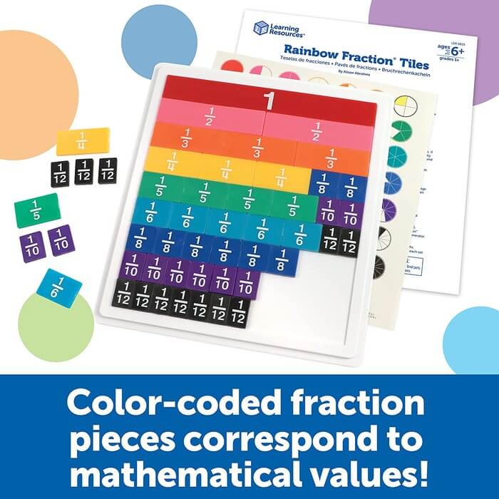 JUEGO SET FRACCIONES ARCOIRIS CON BANDEJA 10 X 32,5 X 3,3CM | Learning Resources Educational Toys
