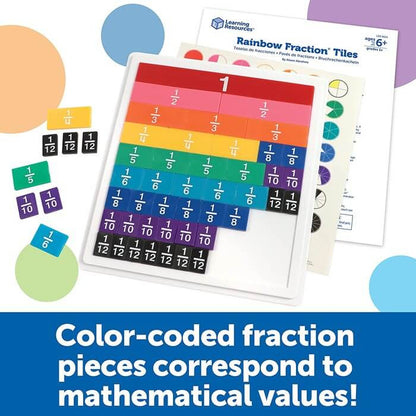 JUEGO SET FRACCIONES ARCOIRIS CON BANDEJA 10 X 32,5 X 3,3CM | Learning Resources Educational Toys