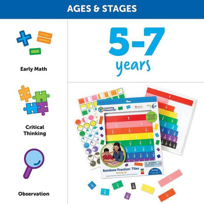 JUEGO SET FRACCIONES ARCOIRIS CON BANDEJA 10 X 32,5 X 3,3CM | Learning Resources Educational Toys