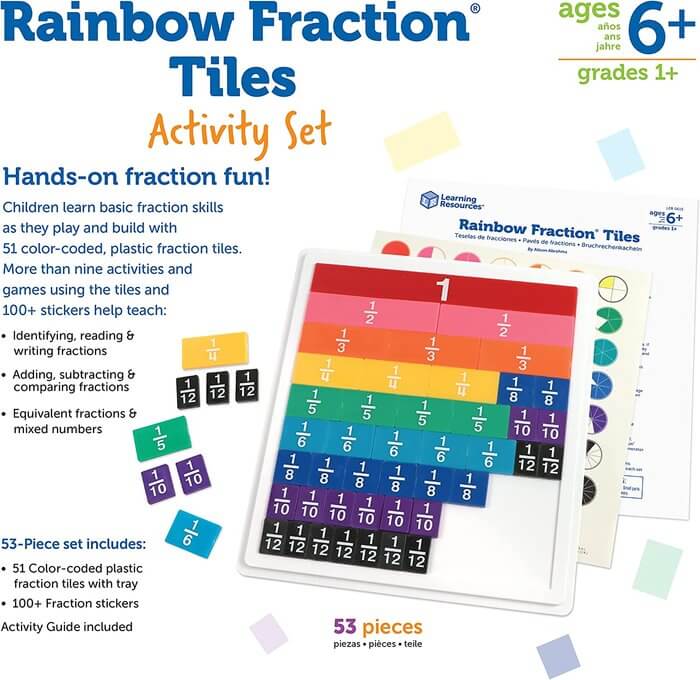 JUEGO SET FRACCIONES ARCOIRIS CON BANDEJA 10 X 32,5 X 3,3CM | Learning Resources Educational Toys