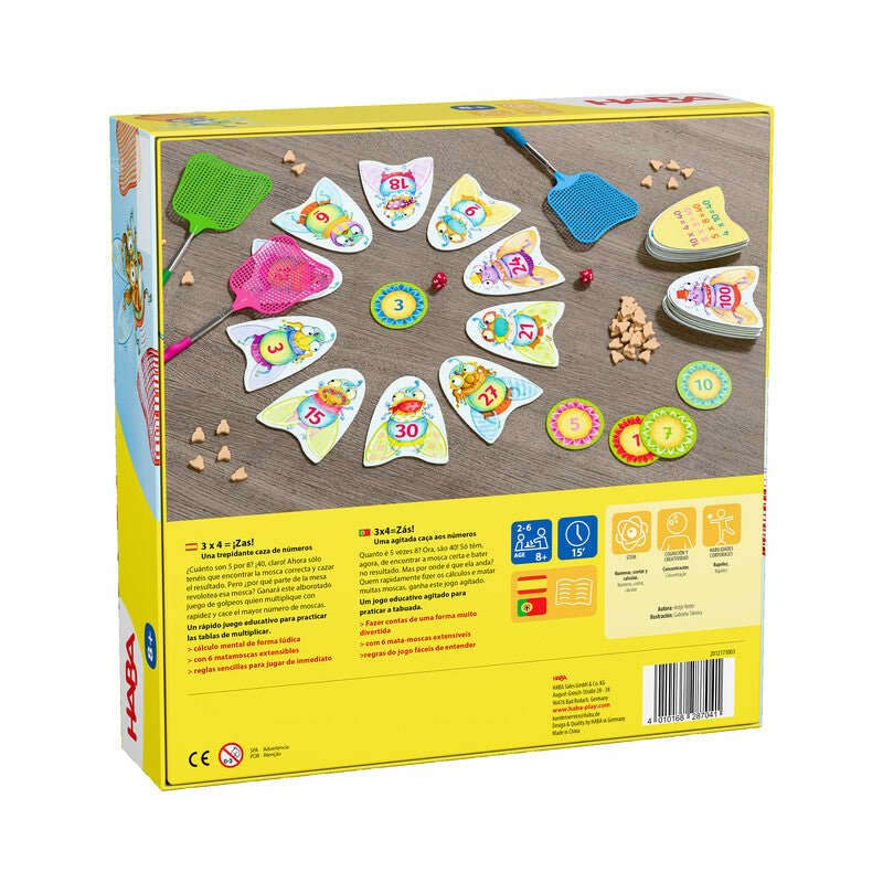 3x4 ¡Zas! – Practicar multiplicaciones a golpe de mosca · 8+ · 2-6 jugadores · 10-20 min · HABA