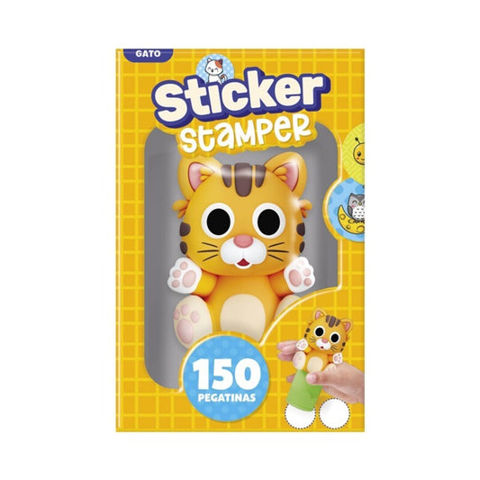 STICKER STAMPER - GATO CON 150 PEGATINAS