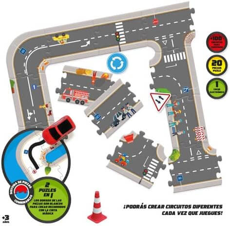 Puzzle XXL Carreteras Con Coche con sensor desde los 3 años