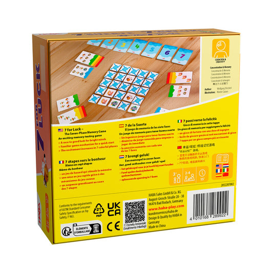 7 de la Suerte  - Juego de mesa de memoria - Haba - Desde 5 años - 2 a 4 jugadores