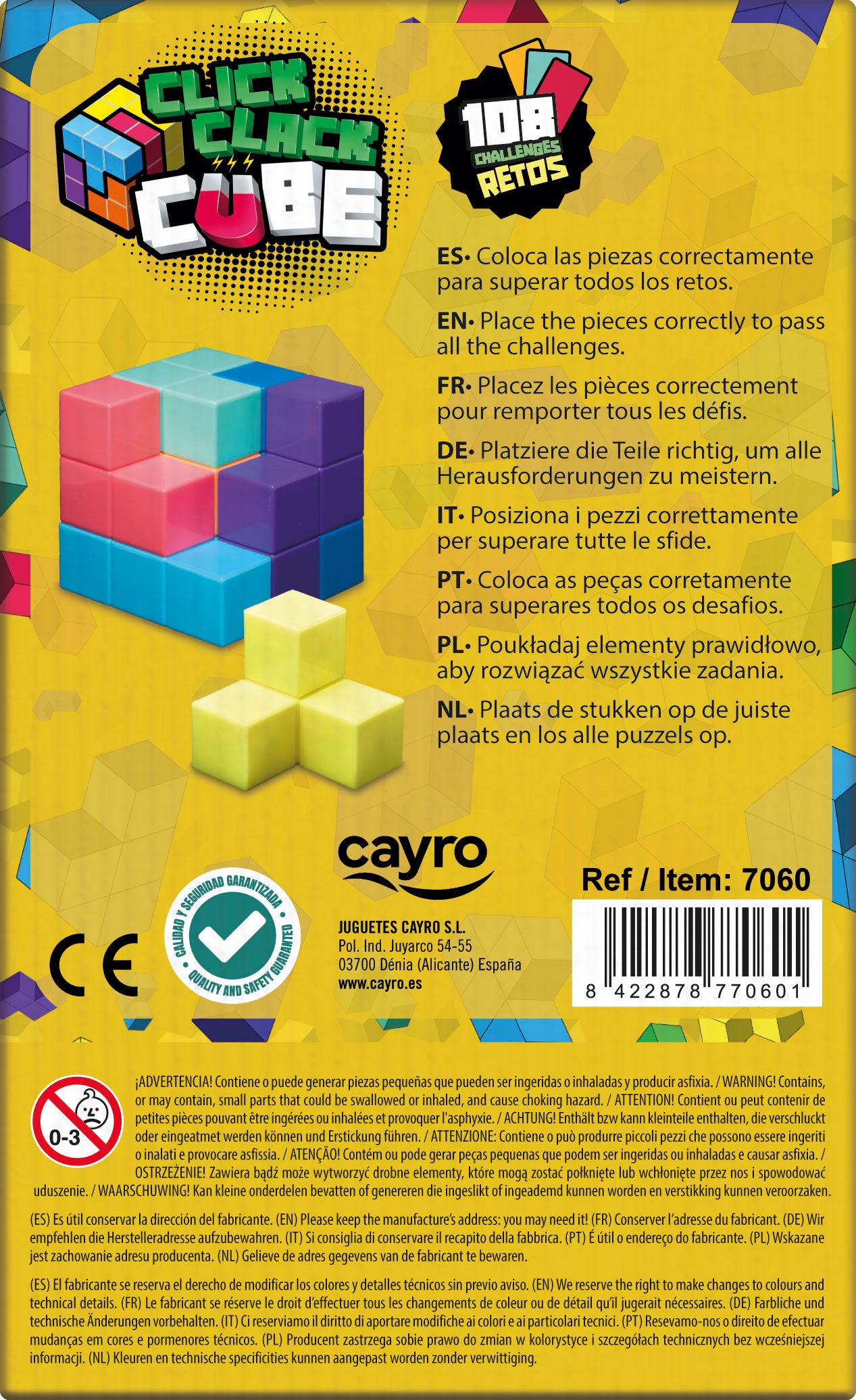 CLICK CLACK CUBE - Juego de lógica - Cayro - 6+ AÑOS - 1 jugador