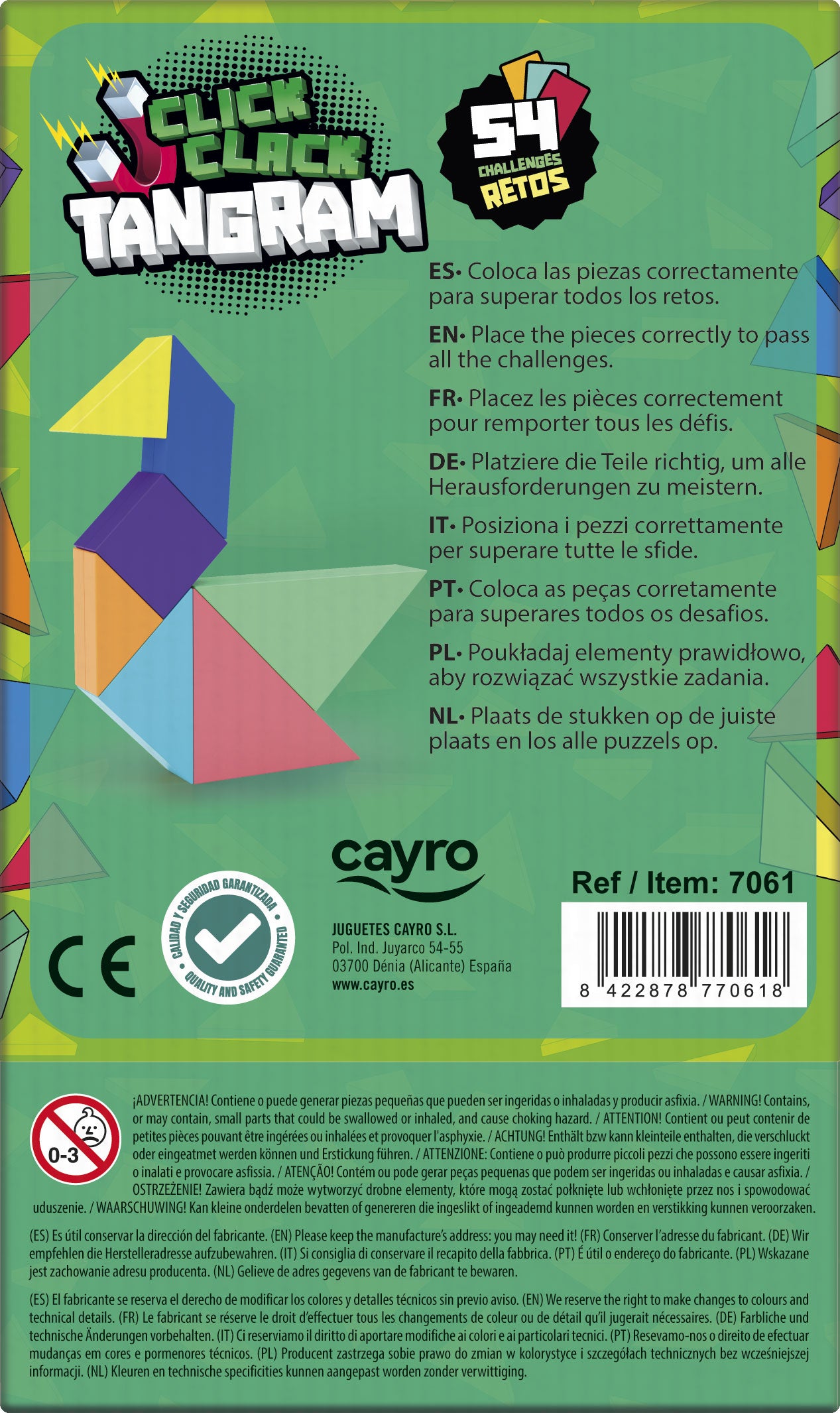 CLICK CLACK TANGRAM - Juego de lógica - Cayro - Desde 5 años - 1 jugador