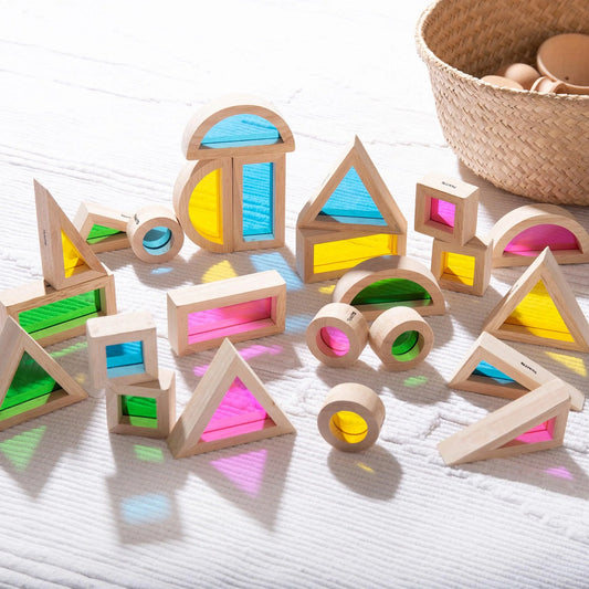 24 Bloques sensoriales de madera arcoiris Tickit