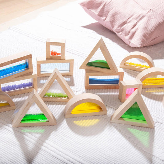 16 Bloques sensoriales de madera arcoiris Tickit - 73281