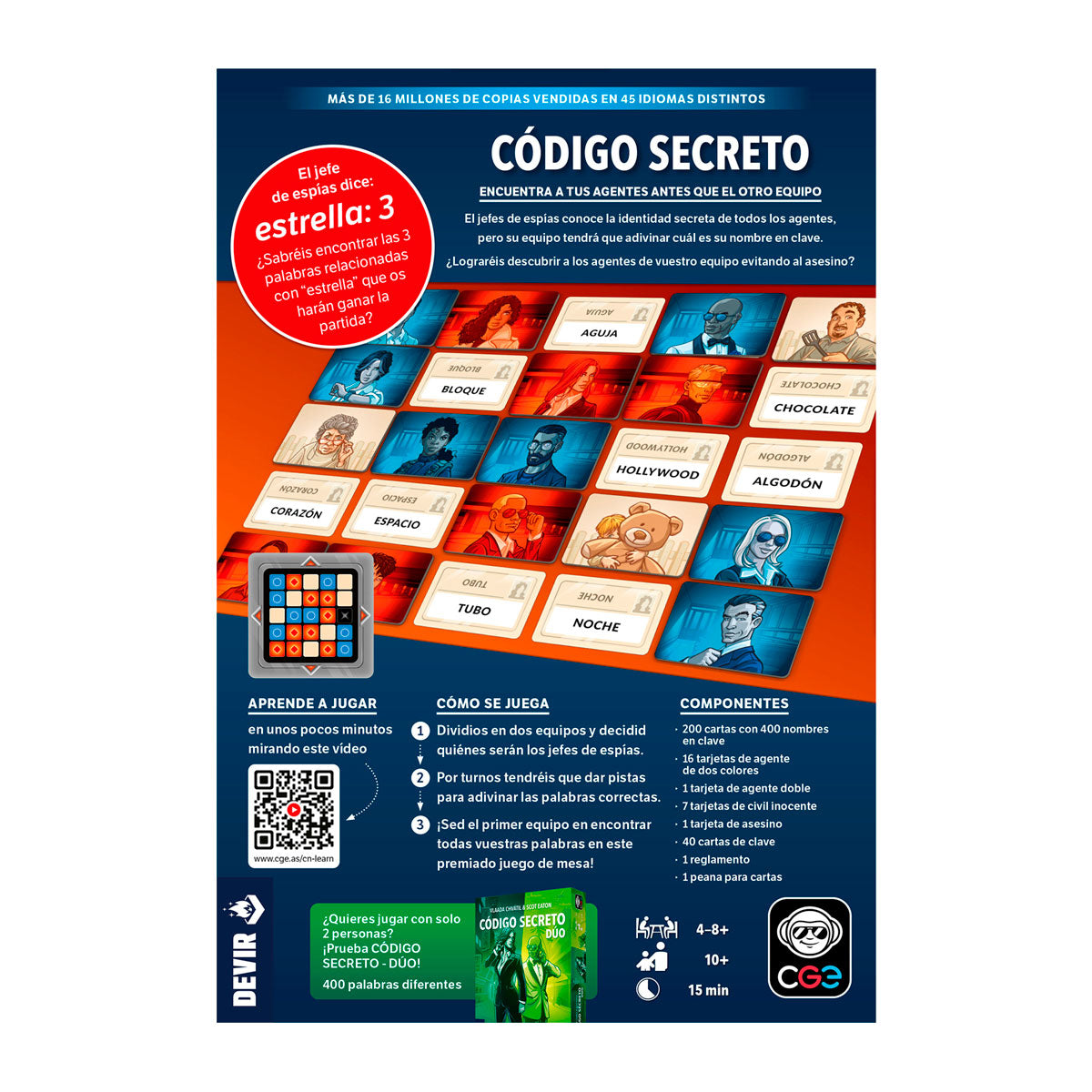 Código Secreto - Juego de mesa - Devir - Desde 8 años