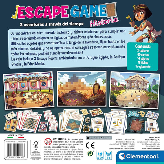 ESCAPE GAME HISTORIA - Juego de mesa -Clementoni - Desde 8 años Board Games