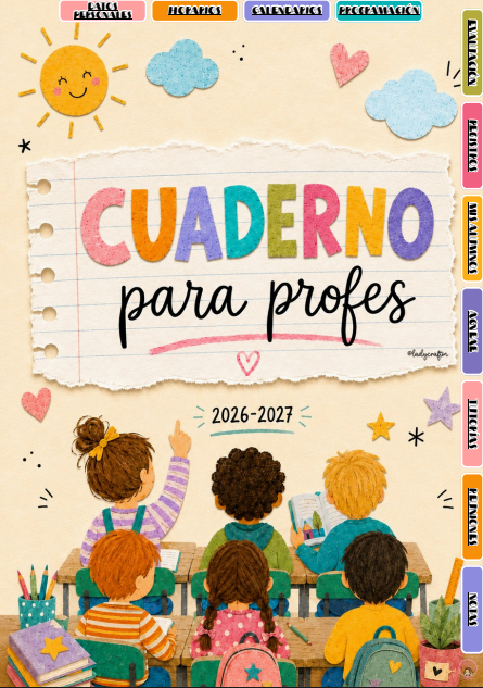 ✨CUADERNO PARA PROFES 2026-2027✨ FORMATO: DIGITAL + LISTA PARA IMPRIMIR  |  Ladycraft