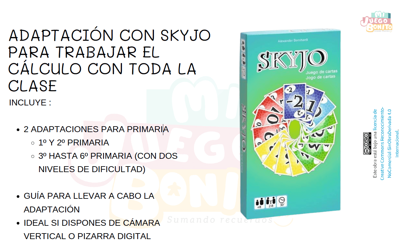 Adaptación Skyjo desarrollo cálculo de 1º a 6º primaria | Mi Juego Bonito E-Books