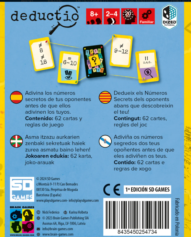 Deductio - Juego de mesa - SD GAMES - Desde 8 años Board Games
