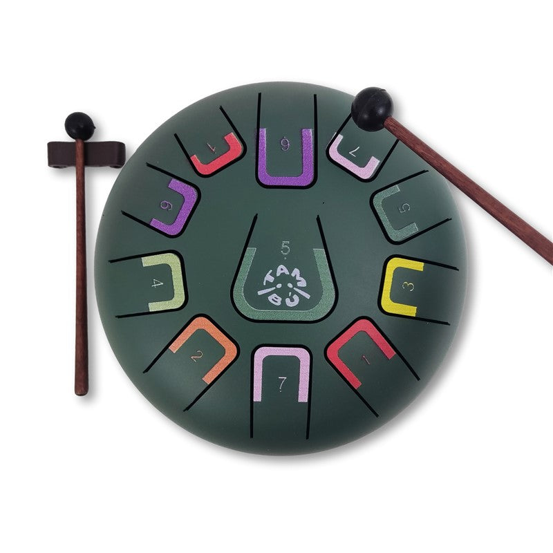 Tambú 8" 11 notas - Verde Jungla  - Sonidos Relajantes para Niños y Adultos ideales para iniciación en música
