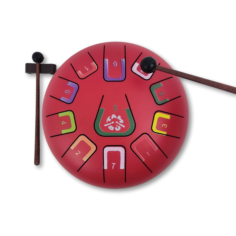 Tambú 8" 11 notas - Rojo Escarlata  - Sonidos Relajantes para Niños y Adultos ideales para iniciación en música