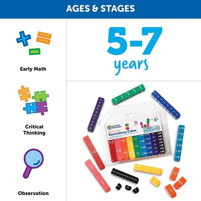 JUEGO SET CUBOS DE EQUIVALENCIA FRACTION TOWER | Learning Resources Educational Toys