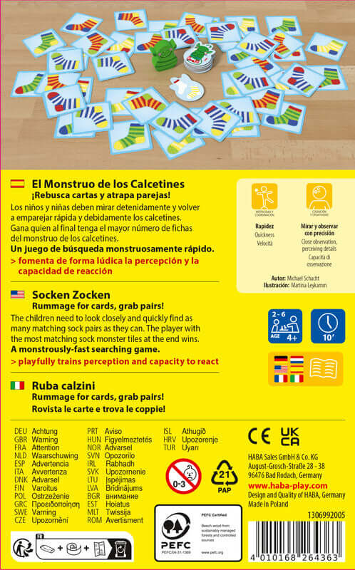 El Monsutro de los calcetines EL Juego de Cartas - Juego de mesa - Haba - Desde 4 años Board Games