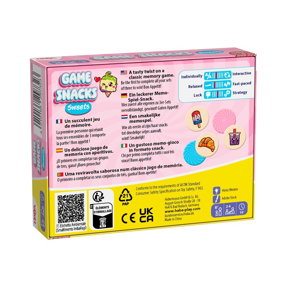 Game Snacks Sweets - Juego de mesa - Haba - 2-4 jugadores - 6+ años - 10 min