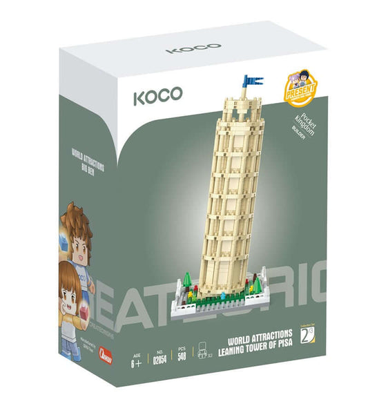KOCO JUEGO DE COSTRUCCION Torre Pisa 548 Pcs - Juego de construcción desde los 6 años - Koco Building Toys