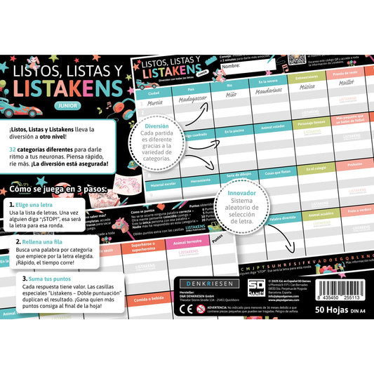 Listos, Listas y Listakens Junior  - Juego de palabras ideal para grupos - SD GAMES - 9+ años - 2 a 50 jugadores