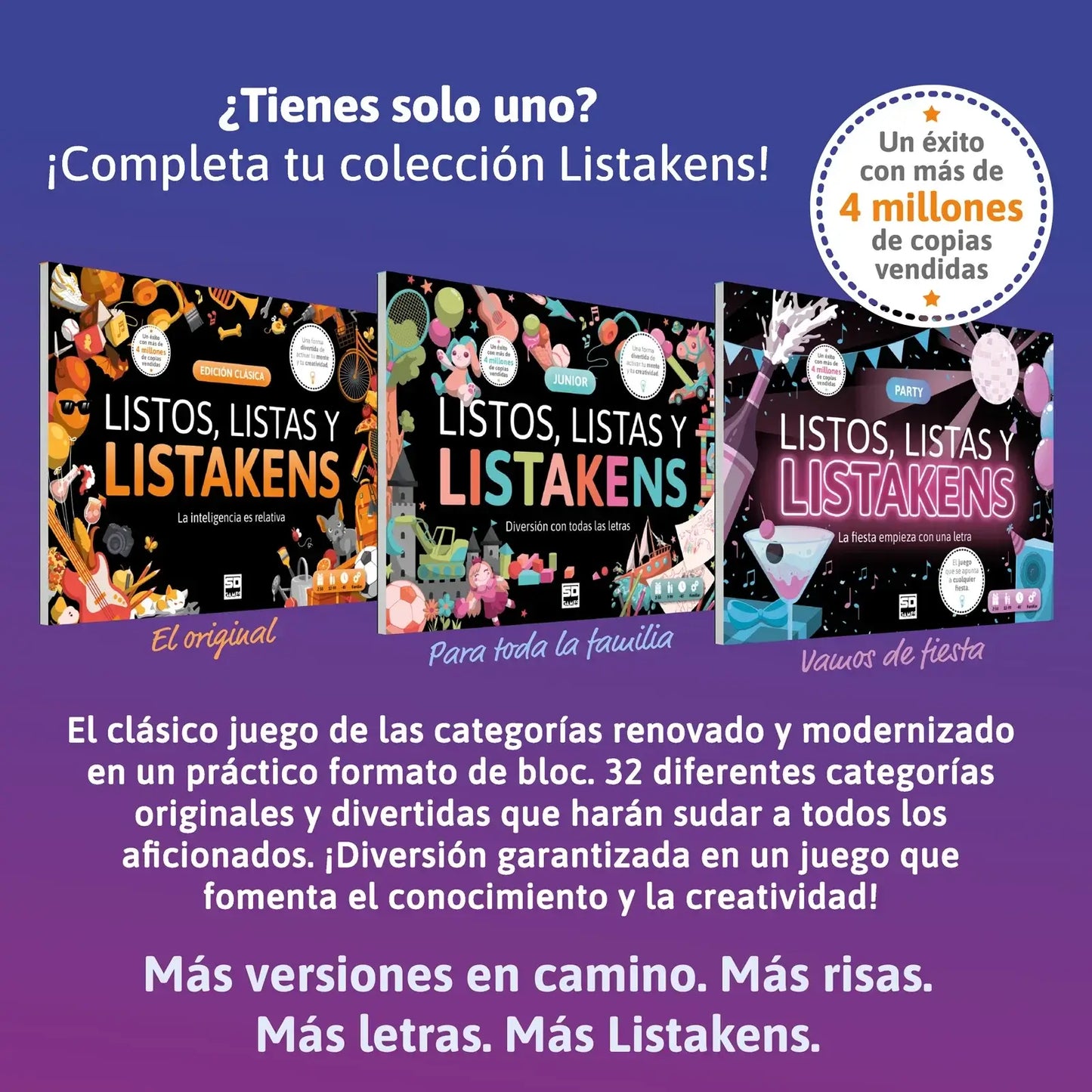 Listos, Listas y Listakens Junior - Juego de palabras ideal para grupos - SD GAMES - 9+ años - 2 a 50 jugadores