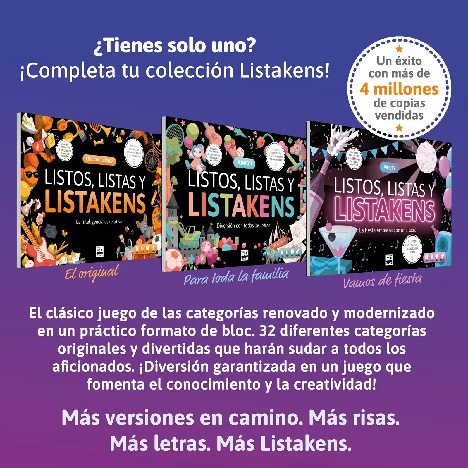 Listos, Listas y Listakens Junior - Juego de palabras ideal para grupos - SD GAMES - 9+ años - 2 a 50 jugadores